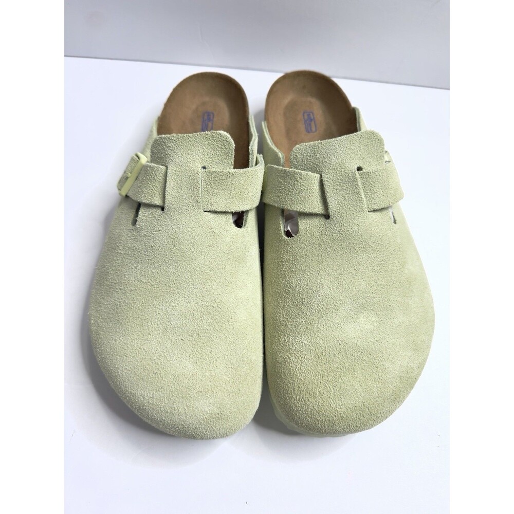 BIRKENSTOCK Boston Soft Footbed Suede Leather Faded Lime Clog Shoes M 11 & W 13